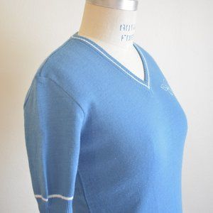 Vintage v-neck short sleeve knit top